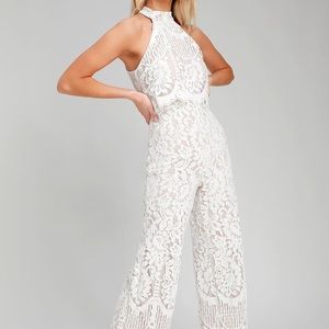 Lulus white lace jumpsuit